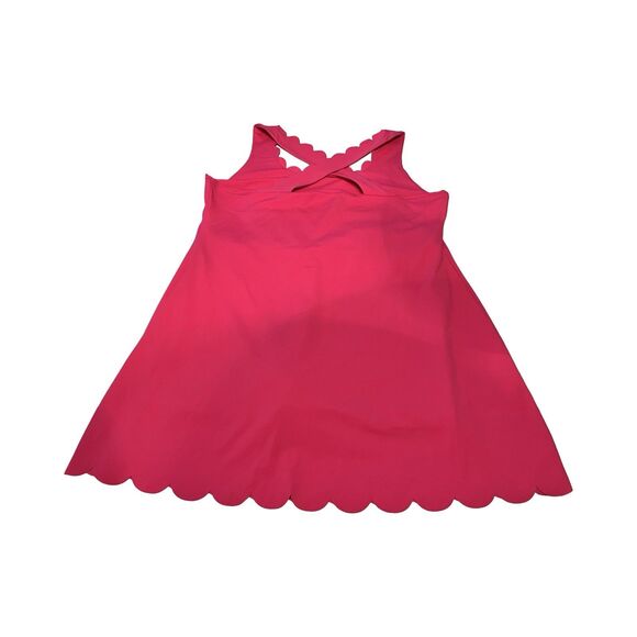 J Crew Factory Scallop Activewear Dress HOT PINK Size XL Criss Cross Back Tennis - Picture 4 of 7